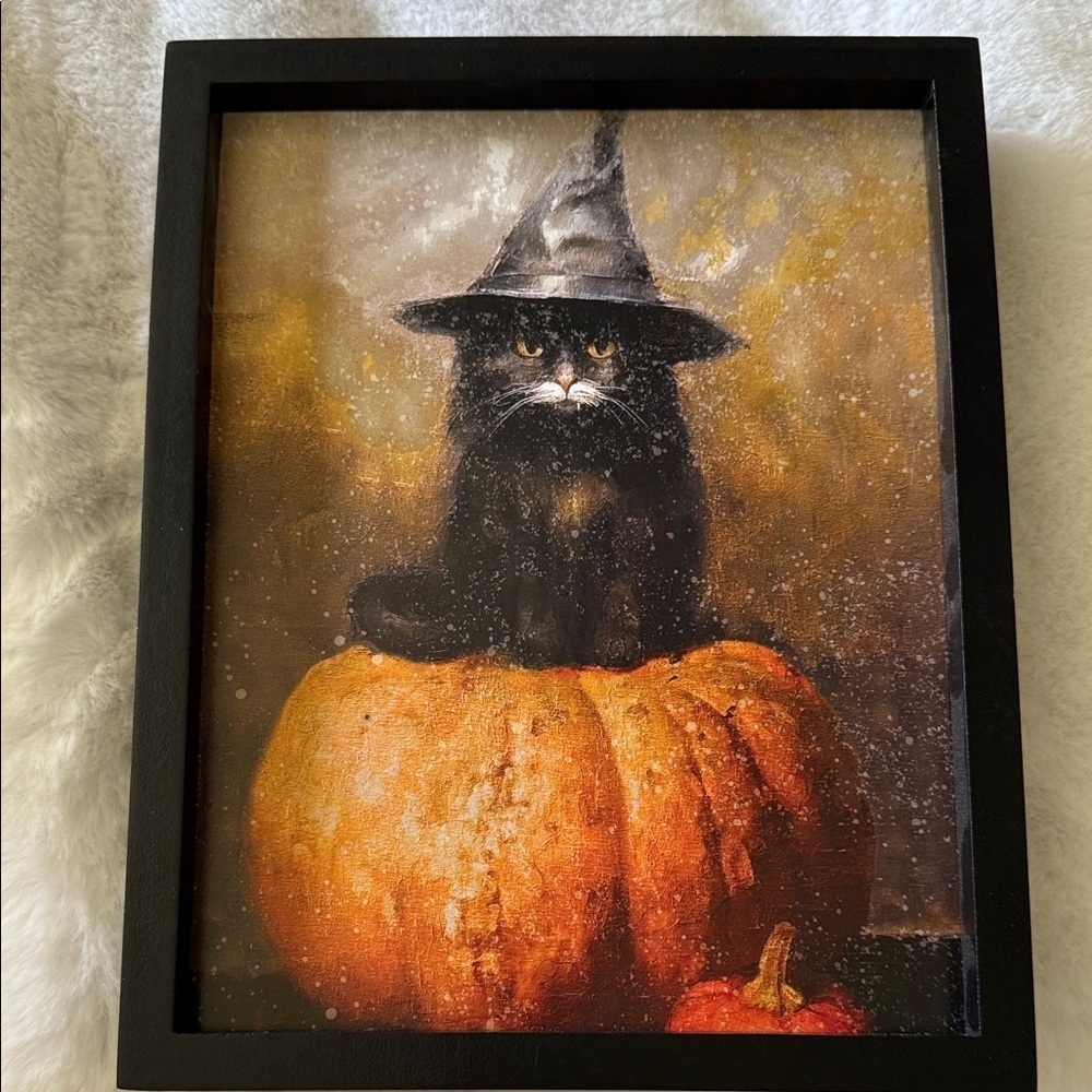 Halloween Cat on Pumpkin Wall Art